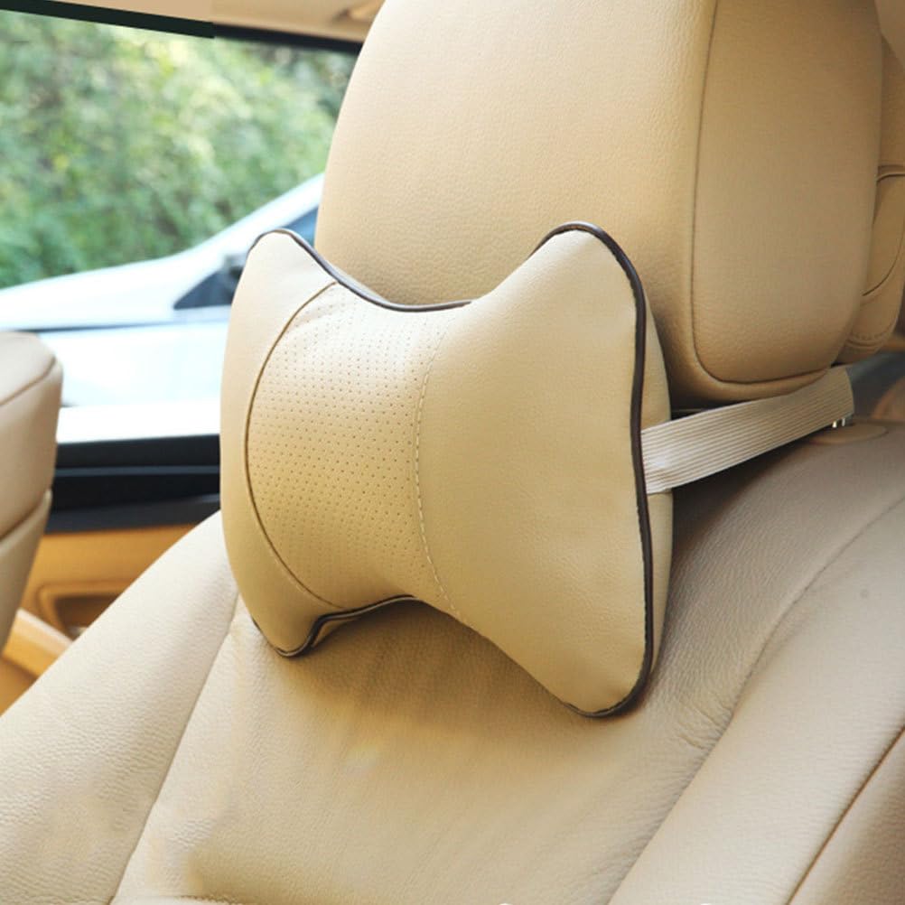 LALADEFIEE Car Neck Pillow for Driving Synthetic Leather Support Cushion Ergonomic Bone Design for Comfort Easy to Secure Modern Car Interior Accessory