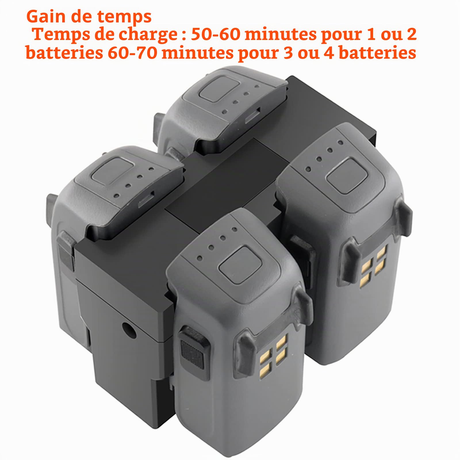 LCD Chargeur de Batterie pour DJI Spark Drone, 4 en 1 Charge 4 Piles, Station de Recharge Hub Accessoires