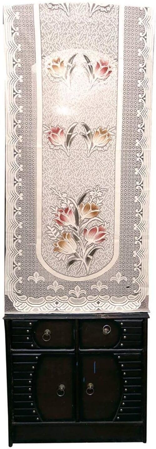 Cotton Floral Design Decorative Dressing Mirror Cover| Protect Dressing Table from Dirt and Dust I Size 76 x 184 CM Cream Colour-image-24