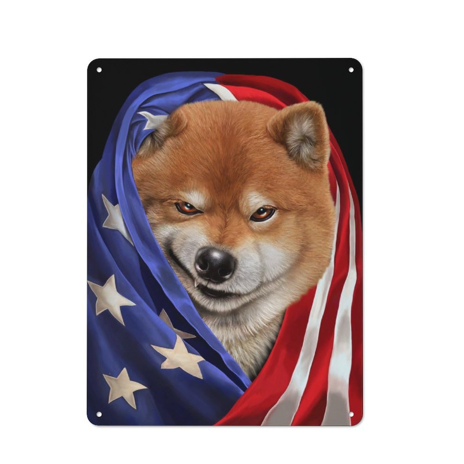Junmoney Shiba Dog Usa Patriot Retro Metal Wall Sign 40X30cm For Guest Room Or Hallway, New-Space Wall Decor For Home Decor Collectors