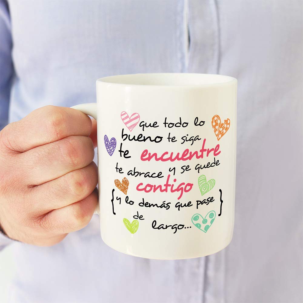 Taza Original MUGFFINS 350 ml con Frases Motivacionales "Que Todo lo Bueno te SIGA"