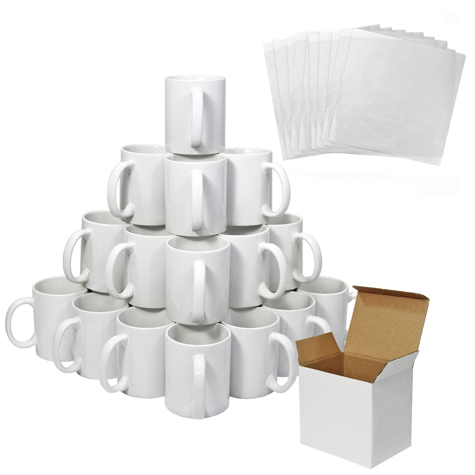 Pixmax White 72 Sublimation Mugs 11Oz 325Ml Polymer Coated Cup Blank Aaa Grade Ceramic Personalised Heat Press Printing Transfer Cardboard Presentation Box Dishwasher Microwave Safe 10 Sublimation Sheets