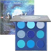 docolor Paleta de sombras, 9 cores, azul, paleta de sombras, pedras preciosas, altamente pigmentadas, brilha, creme, purpurina, pó colorido, misturável, longa duração, paleta de maquiagem à prova