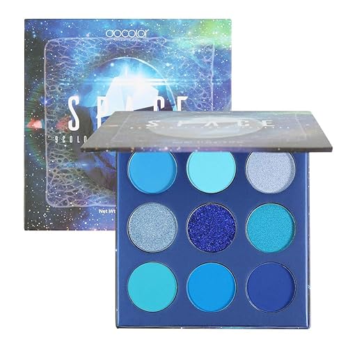 docolor Eyeshadow Palette 9 Colors Blue Eyeshadow Gemstone Shadow Palette Highly Pigmented Mattes Shimmers Smokey Glitter Cream Colorful Powder Blendable Long Lasting Waterproof Makeup Palette - Blue