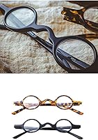 Vista 2 de Small Round Retro Reading Glasses Mens Womens Spring Hinge Readers (Two pairs/Leopard + Black, 1.50)
