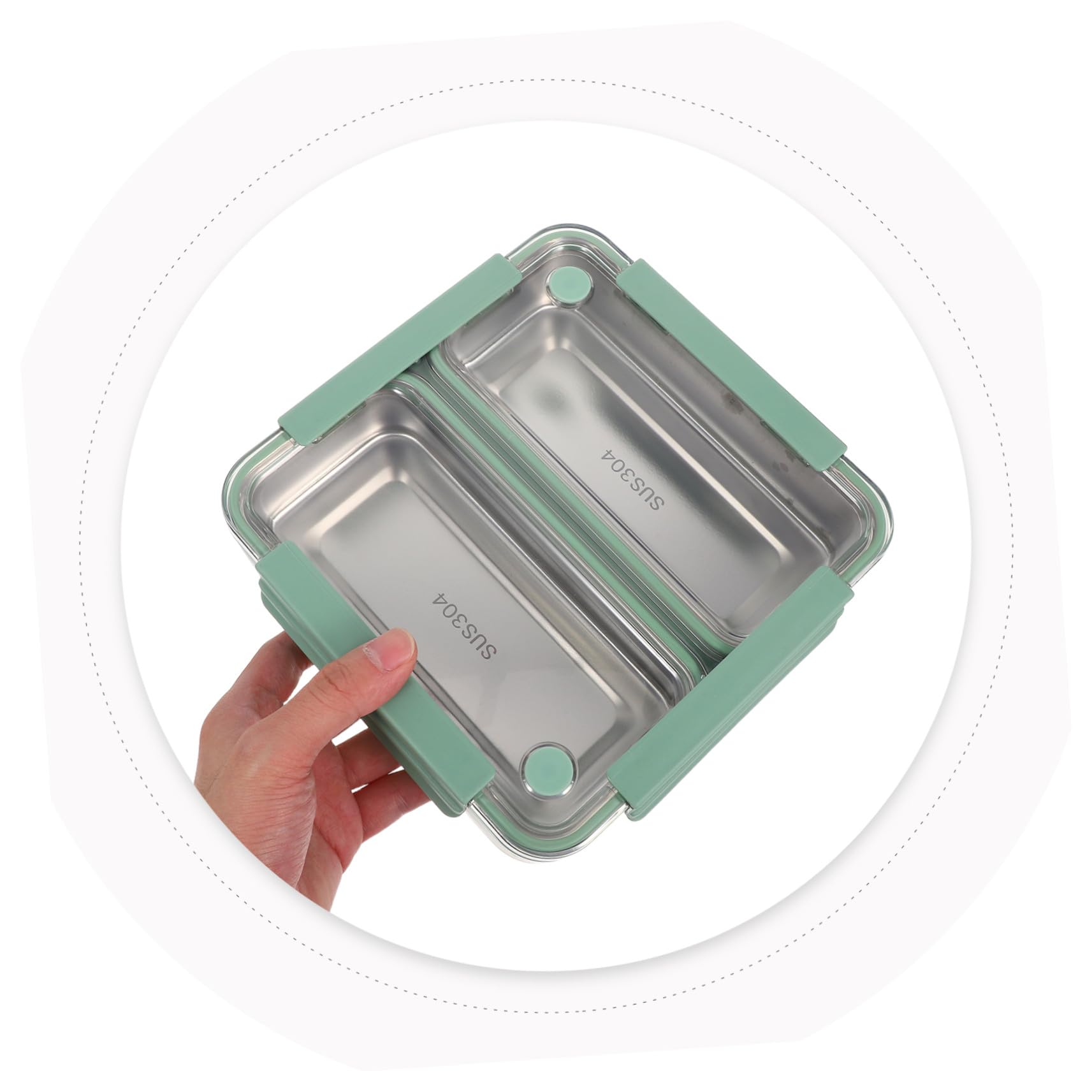 Fiambrera de Acero Inoxidable con 2 Compartimentos 1100ml Bento