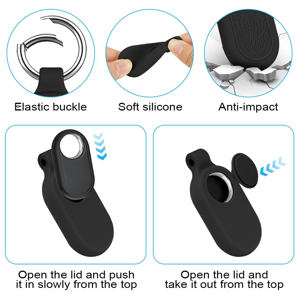 Ainiv 1PCS Negro Funda Protectora para Samsung Galaxy Smarttag 2, Silicona Llavero de Funda Protectora para Smart Tag 2, Accesorios Anticaídas y Antiarañazos para Smarttag2 para Llaves Collar Mascotas — view 6