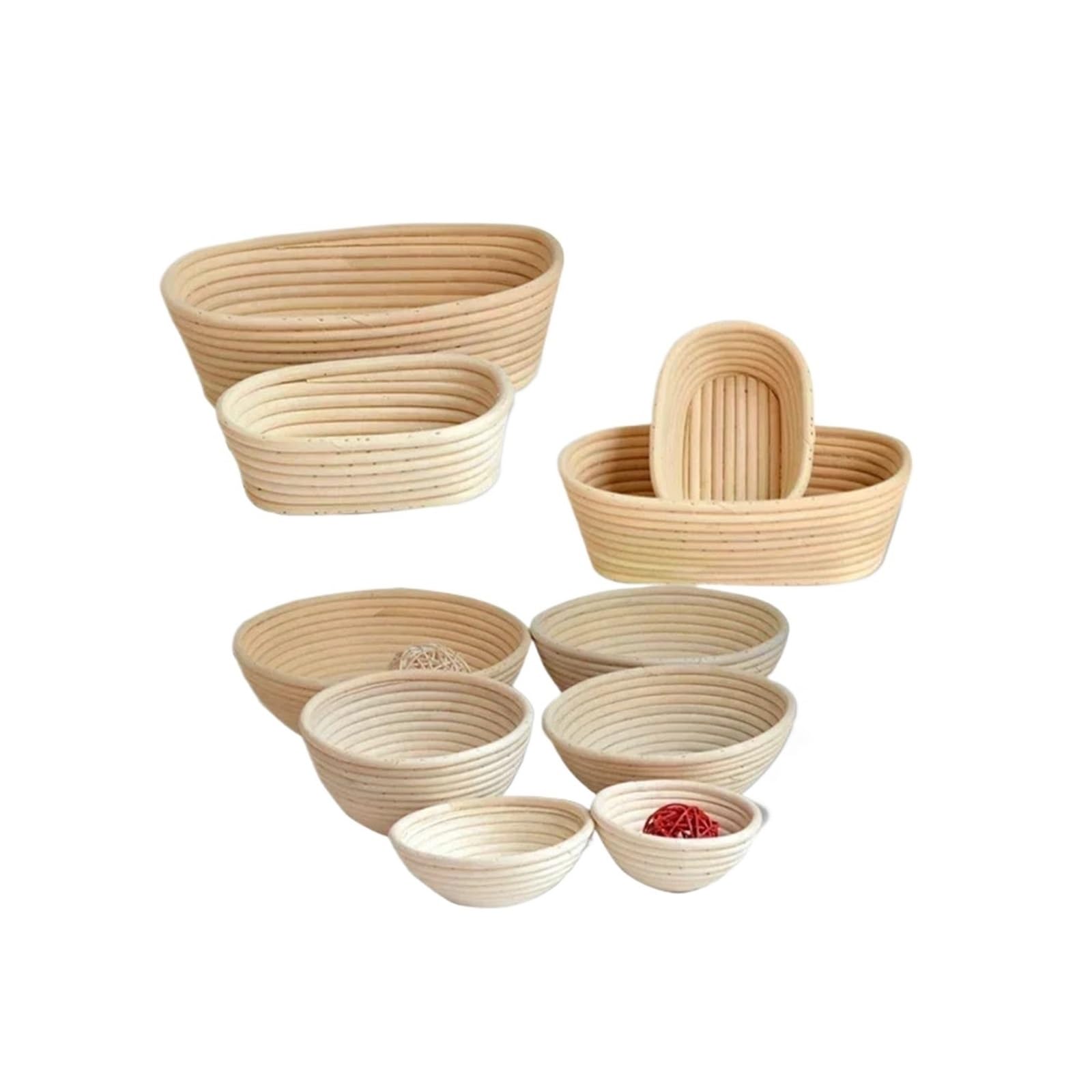 1 panier à pain ovale en rotin pour fermentation de pâte à levain (rond, 76,2 x 20,2 cm)