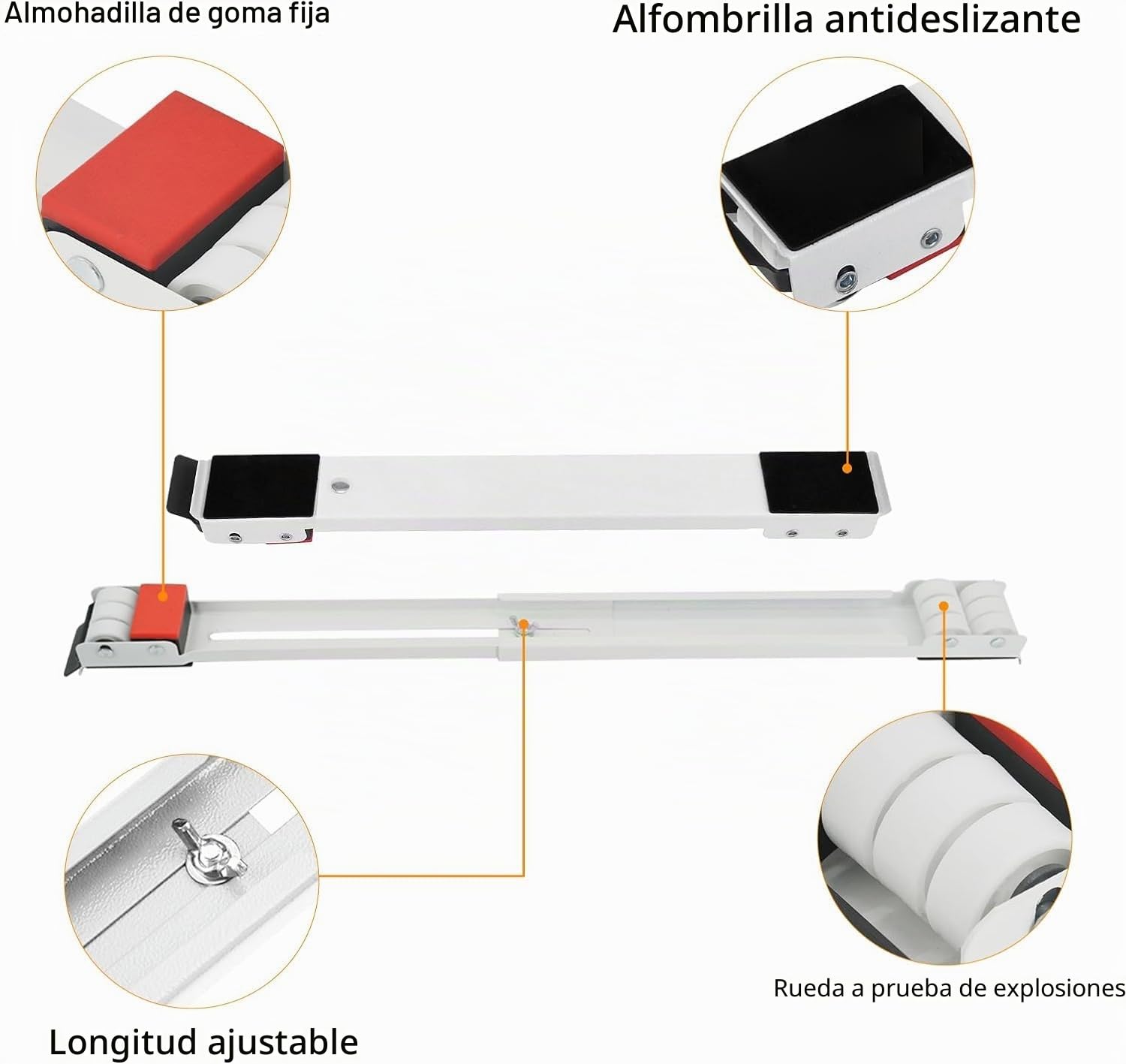 2 unidades de soporte ajustable para lavadoras, ruedas de muebles de acero inoxidable, pueden soportar 300 kg, ruedas de transporte de muebles con base antideslizante de goma para frigoríficos,