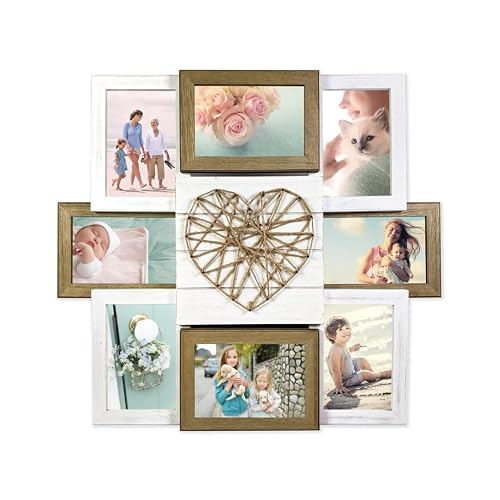 SEDLAV Rustic Wood Collage Picture Frame with Opening String Heart