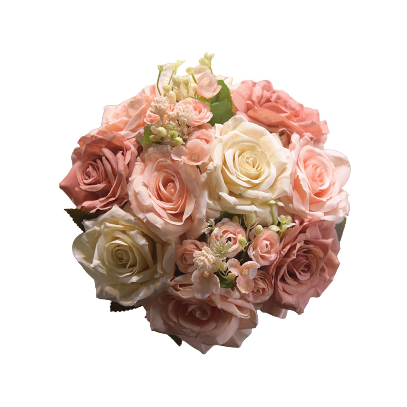 Tsophreniq Bouquets with Ribbon for Wedding, Valentines, Photography Props, Artificial Rose for Bridesmaid Bridal for Bride for Bridesmaids