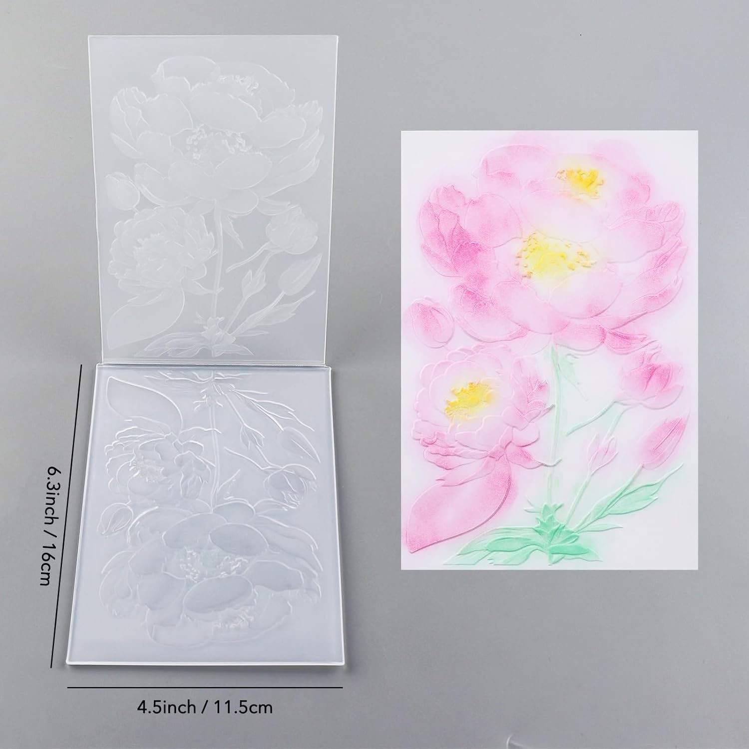 Briartw 3D Embossing Folder for Card Making,Blooming Flowers Clear Plastic Texture Fades Embossing Folder Template for Scrapbooking and Other Paper Craft Album Stamps DIY Decoration