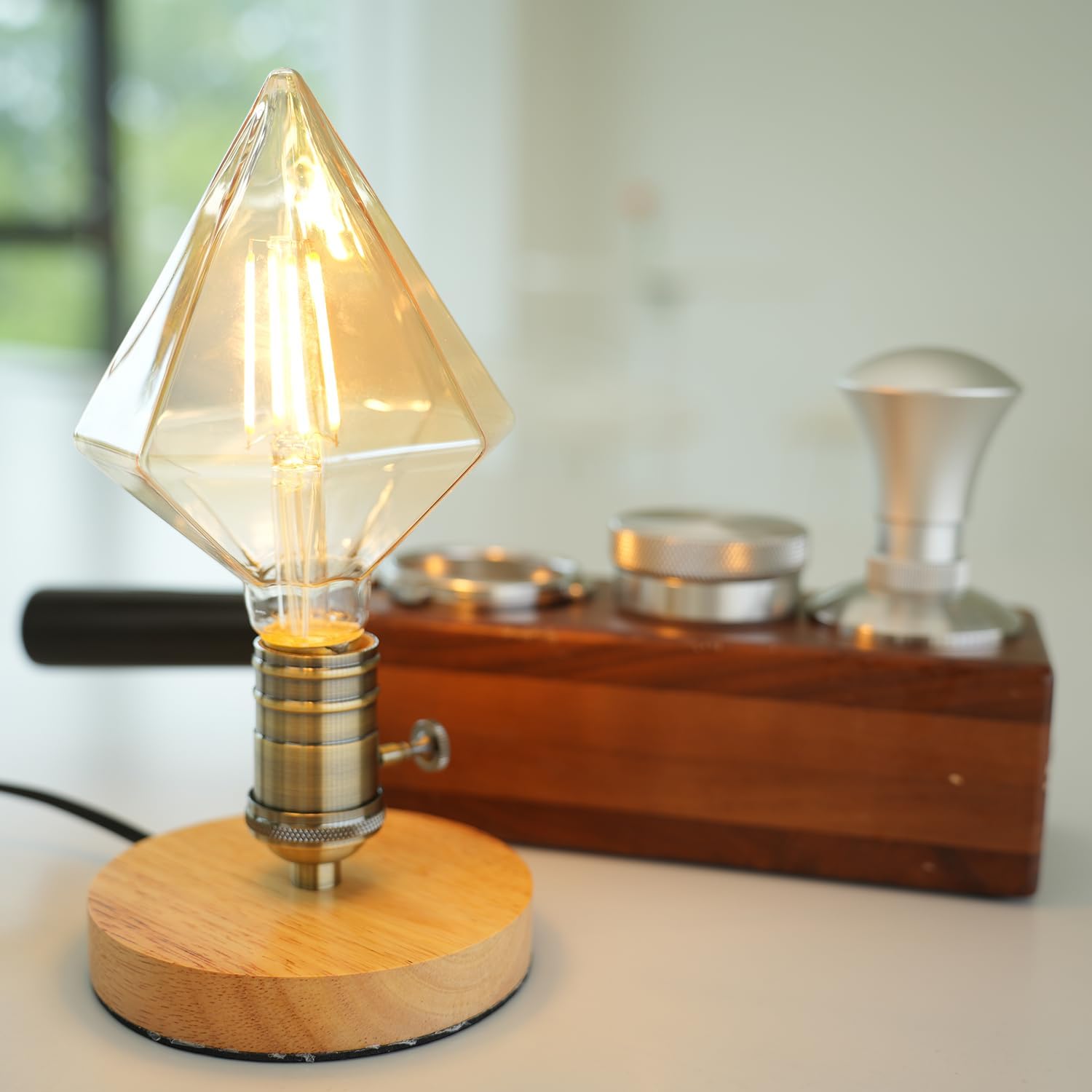 Vintage LED Edison Bulb, 110mm Amber Glass Cone Shape, 4W (40W Incandescent Equivalent), 110-130V, E26 Base, 2500K Warm Yellow Light, 400LM, Non-Dimmable, for Indoor Decorative Lighting