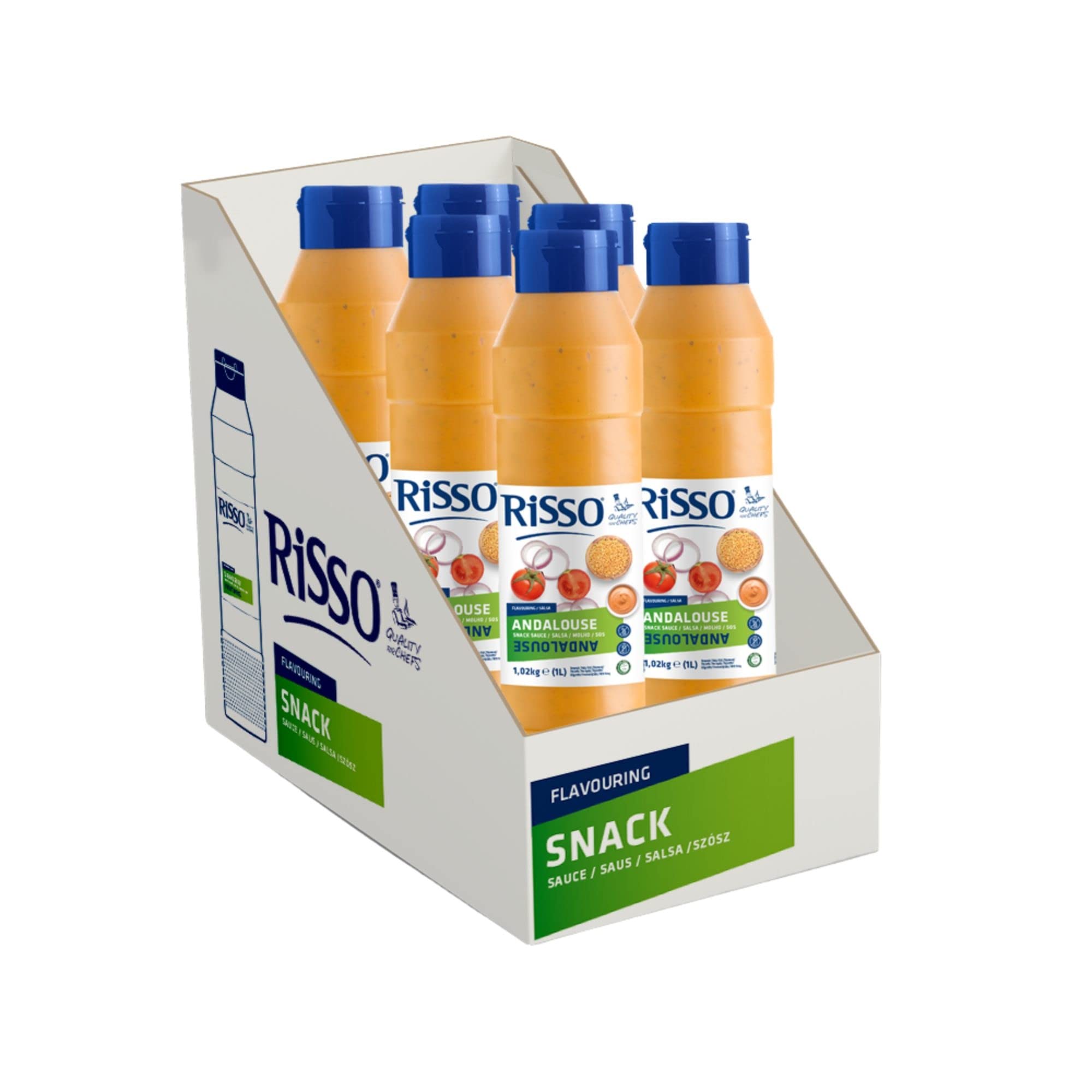 Risso - Andalouse - Salsa Especiada - Pack de 6 Botes de 1 L - Ideal para Acompañar Carnes y Patatas - Producto Vegetariano y Sin Gluten - Delicioso e Intenso Sabor en tus Platos