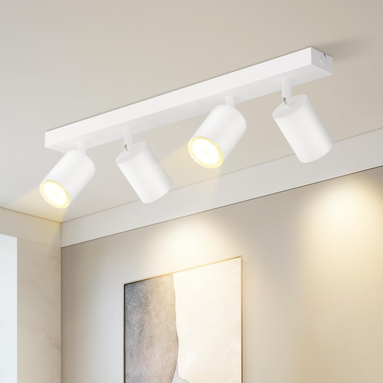 Homefire LED Deckenlampe 4 Flammig Deckenstrahler - 350° Schwenkbar Strahler GU10 Deckenleuchte Weiß flurlampe Spots Innen Deckenspot für Wohnzimmer Küche Schlafzimmer Ohne Leuchtmittel