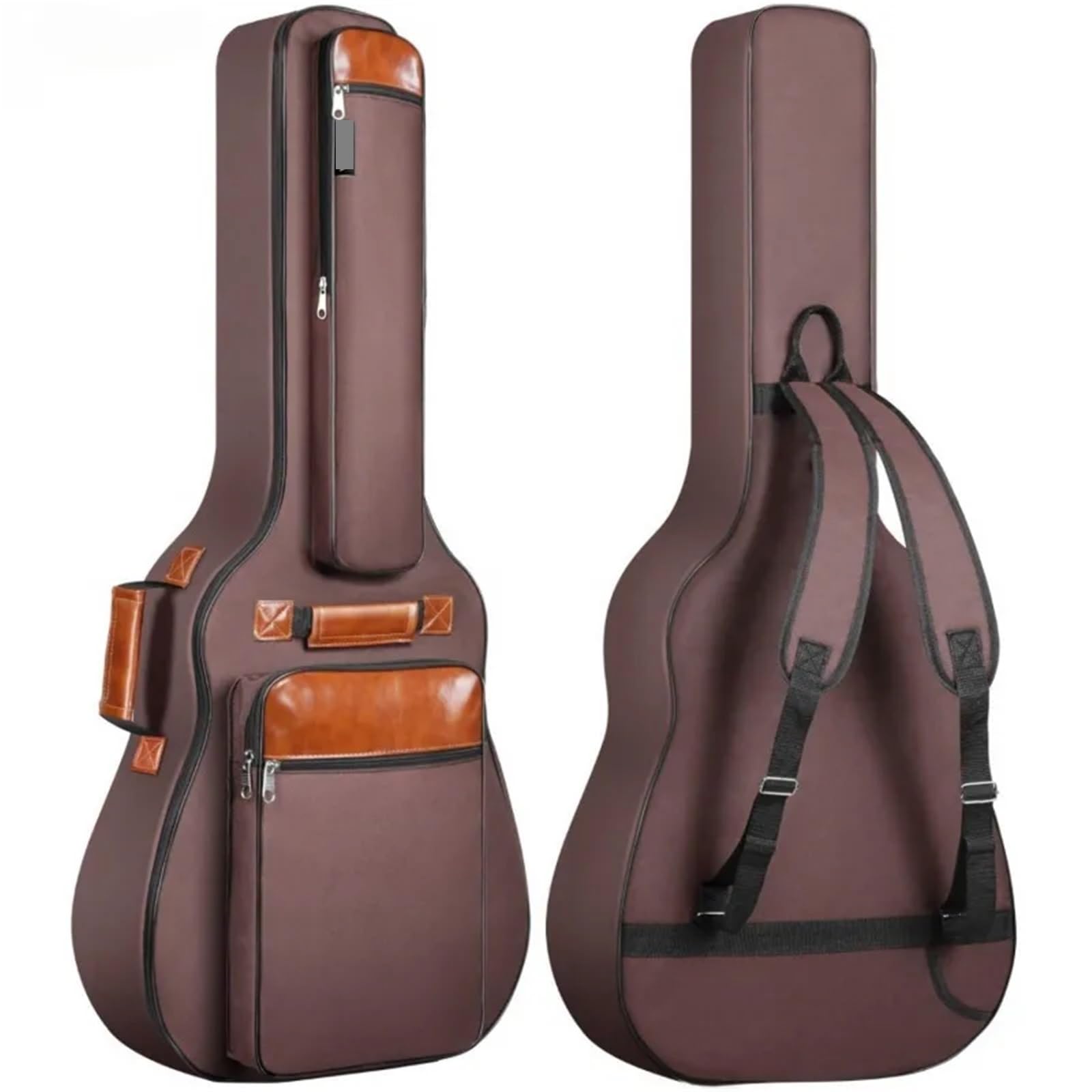 Gitarrentasche Gitarrentasche, 41 Zoll, verdicktes wasserdichtes Oxford-Nylon, Doppelgurte, mit Baumwolle gepolstertes Gitarrenetui(Khaki)