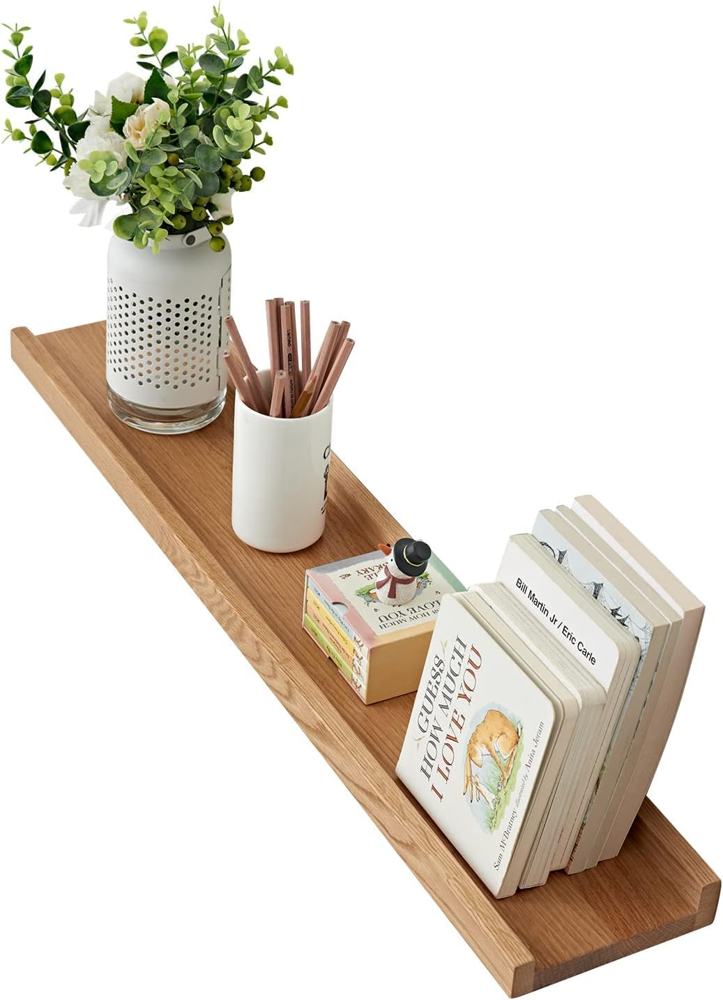 INMAN OAKERLAND Oak Floating Shelves for Wall Solid Wooden Picture Ledge Shelf Wall Mounted Shelves Photos Display Shelf for Bedroom,Living Room,Bathroom,Kitchen