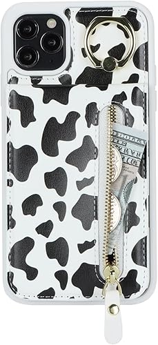 Miniatura 3 de Funda para iPhone 11 Pro con tarjetero, iPhone 11 Pro Funda tipo cartera con tarjeta de crédito con anillo, cierre de cremallera, a prueba de