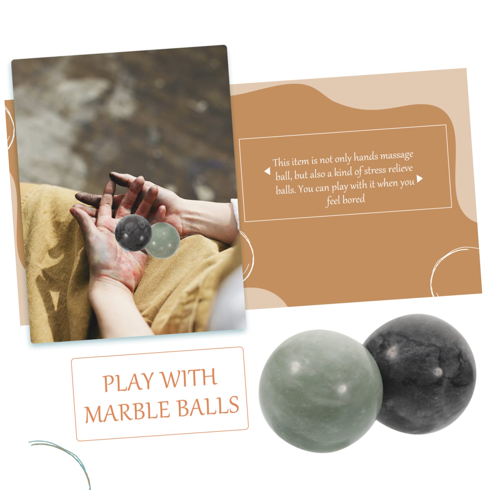 Anneome de Bolas Rodantes de Mármol y Presión de Acupuntos 2 Juegos Redondas y Lisas para Masaje de Manos Ideales para Terapia Física