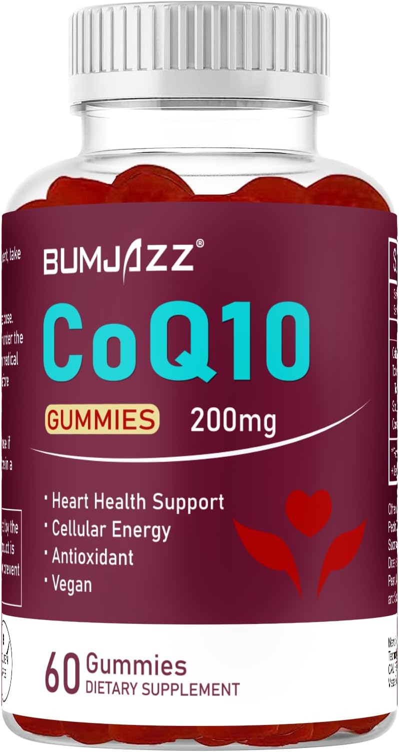 High Absorption - CoQ10 Gummies 200mg - Non-GMO - Gluten-Free - Coenzyme Q10 - CoQ10 Gummies - 60 Count - Raspberry Flavored