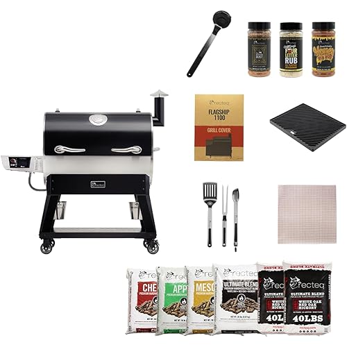 recteq Pellet Grill Smoker - Flagship 1600, Wood Pellet Smoker, BBQ Pellet Smokers, Wi-Fi Smart Grill, 1600 Sq. In. Cook Space, Pellet Smoker Grill, 40 lbs Hopper, Grilling Essentials Bundle