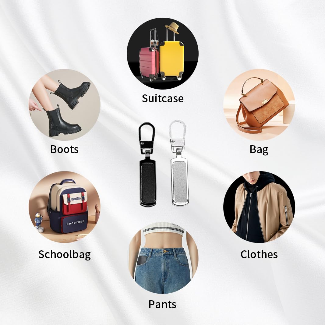 12Pcs Fermeture Eclair,en Plastique Curseur Fermeture éclair Clipsable,Reparation Zipper Tirette,Fix Zip,Universelle Amovible Tête De Remplacement