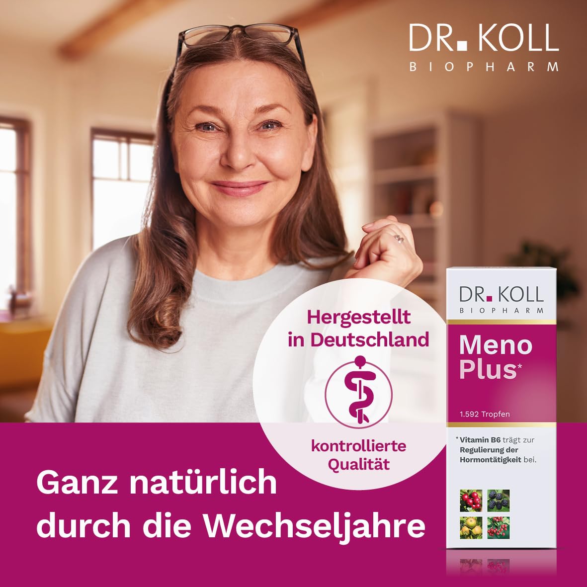 Meno Plus von Dr. Koll - Natürliche Unterstützung während der Menopause mit Vitaminen und Pflanzenextrakten, 50 ml