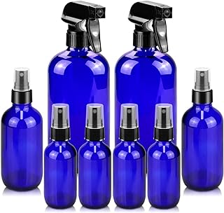 Sponsored Ad - Worldgsb Glass Spray Bottles, 16oz*2+4oz*2+2oz*4 Refillable Containers, Empty Boston Round Bottles with Adj...