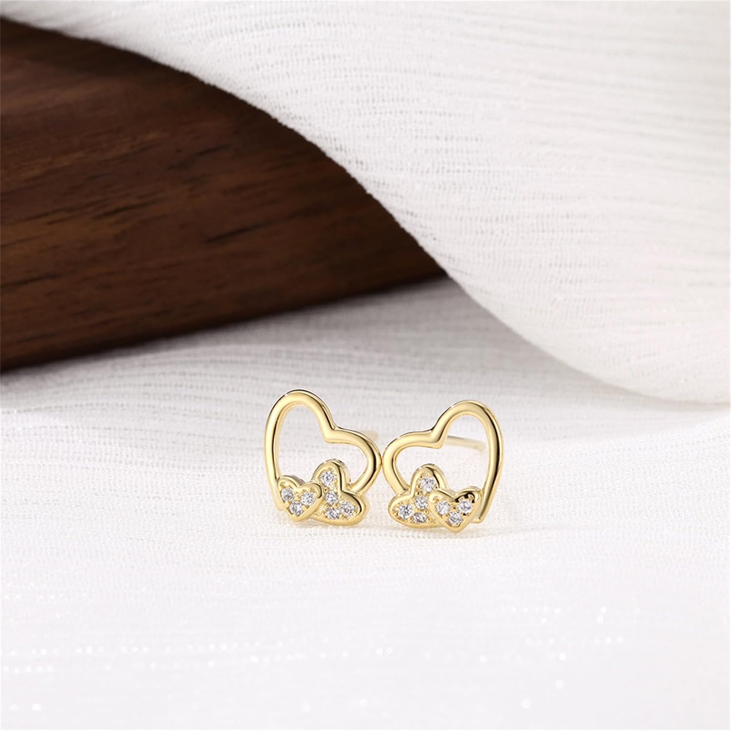 coadipress Heart Stud Earrings for Women Cubic Zirconia Heart Stud Cartilage Tragus Piercing Earrings Small Heart Stud Earrings Dainty Sterling Silver Ear Stud Earrings - Image 2