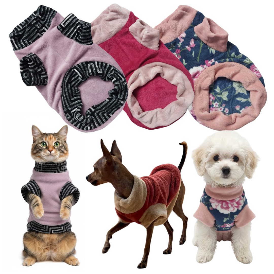 DOG HUG KIT C/3 Roupas para Cachorro Premium Fêmea, Tecido Fleece Térmico, Antialérgico,
