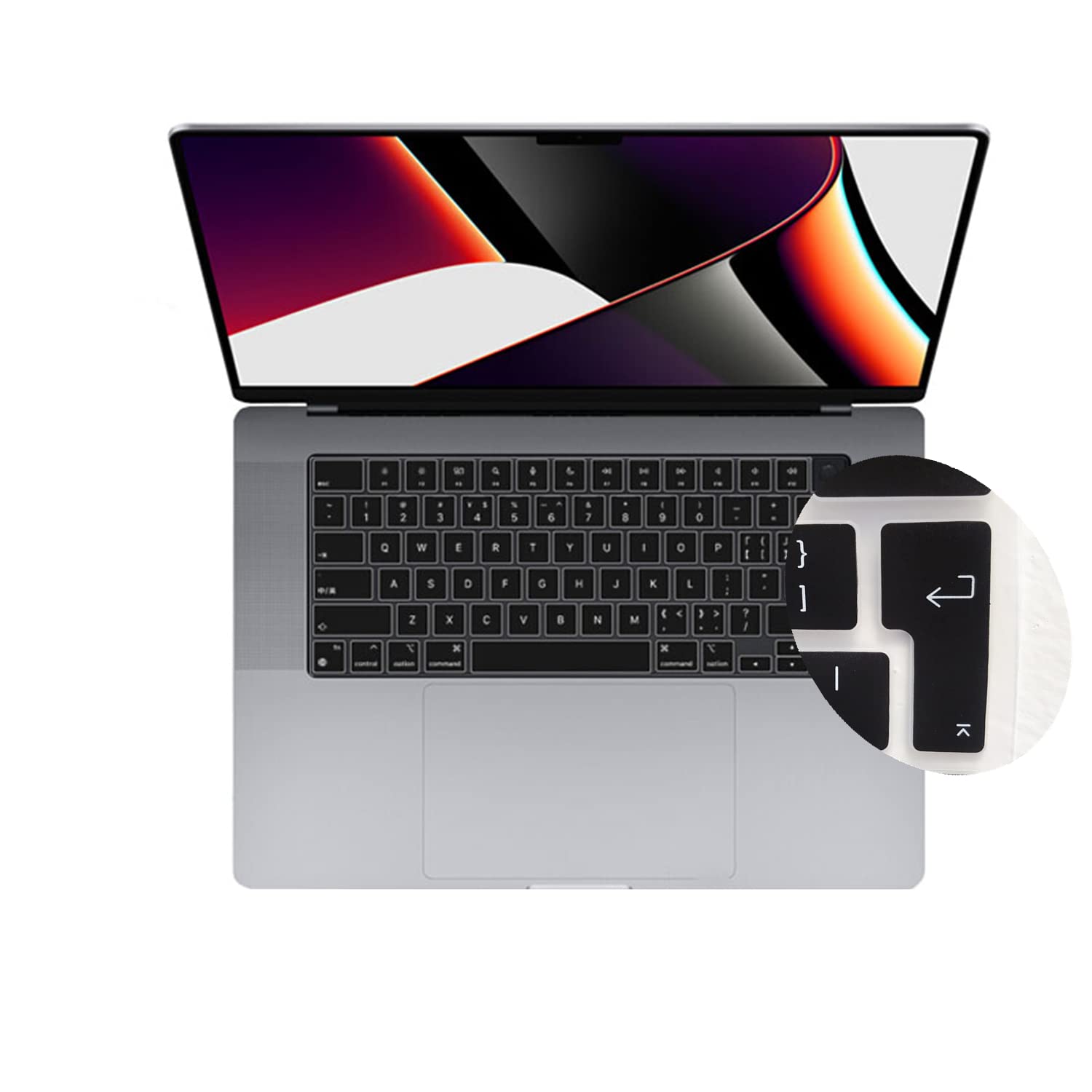 Se7enline Compatible with Macbook Keyboard Cover Skin for Mac Neo & Air 13/15 & Pro 14/16 inch (M5 M4 M3 M2 M1 A18 Pro) 2026/2025/2024/2023/2022/2021 Silicone Waterproof Dustproof EU Layout,Black — view 3
