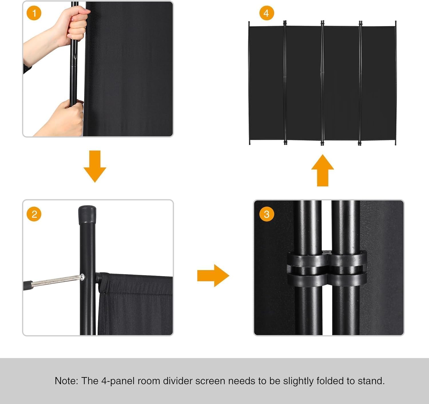 REDCAMP Cloison de séparation pliable à 4 panneaux pour une utilisation en intérieur et en extérieur, idéal pour chambre à coucher, bureau, restaurant, hôpital (cloison de 203,2 x 172,7 cm (l x H
