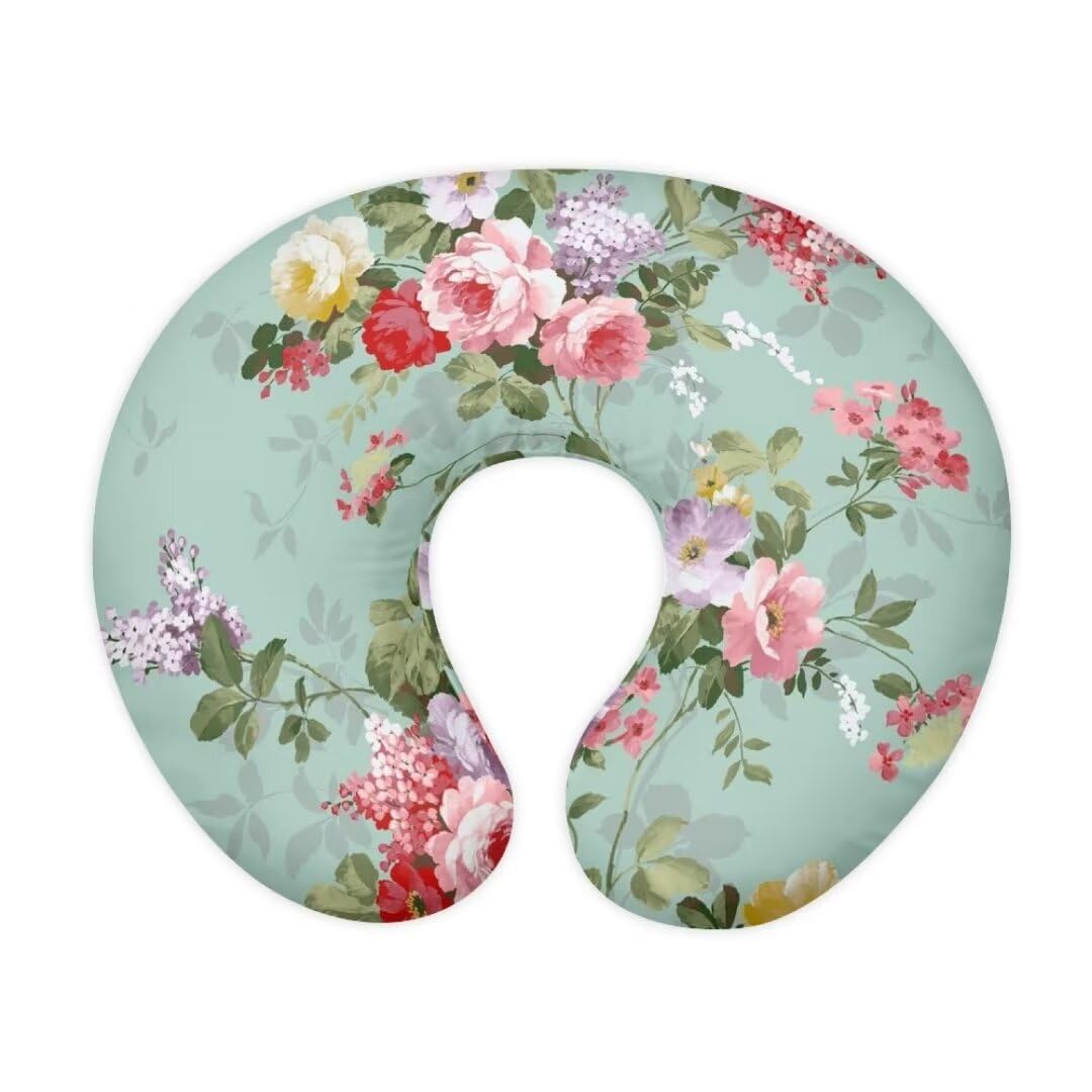 Jeiento Pink Peony Nursing Pillow Covers Floral Flowers Nursing Pillow Slipcovers for Infant & Baby Premium Quick-Dry Fabric Positioner Case,Gift for Women