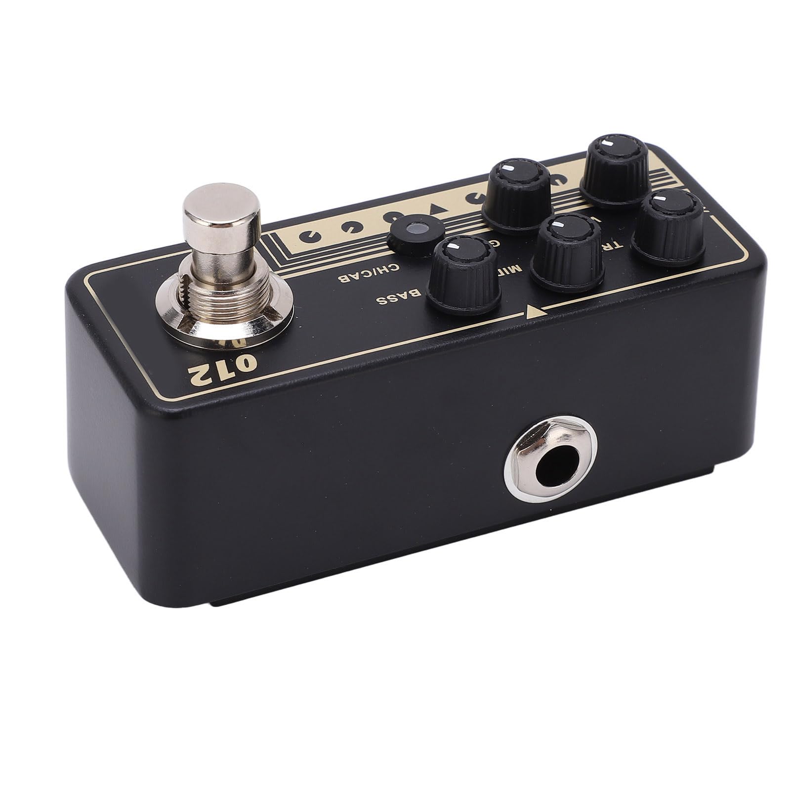 Pedale preamplificatore digitale Effetto sonoro rock classico Micro effetto preamplificatore con simulazione del cabinet Guscio in metallo Interfaccia nera da 1/4 pollici per