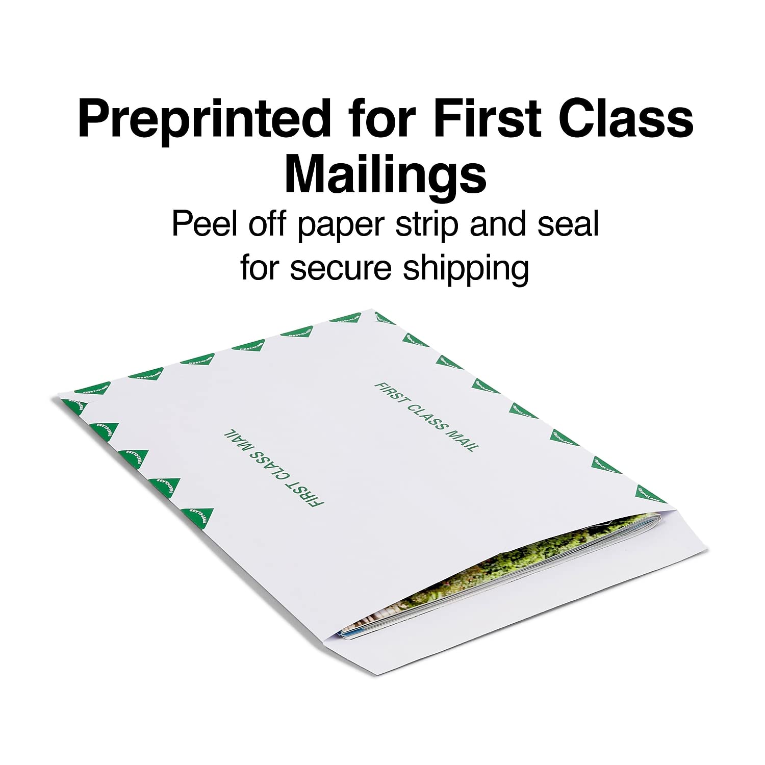 Staples First Class EasyClose Catalog Envelopes 9 x 12-Inch, White/Green 100/BX