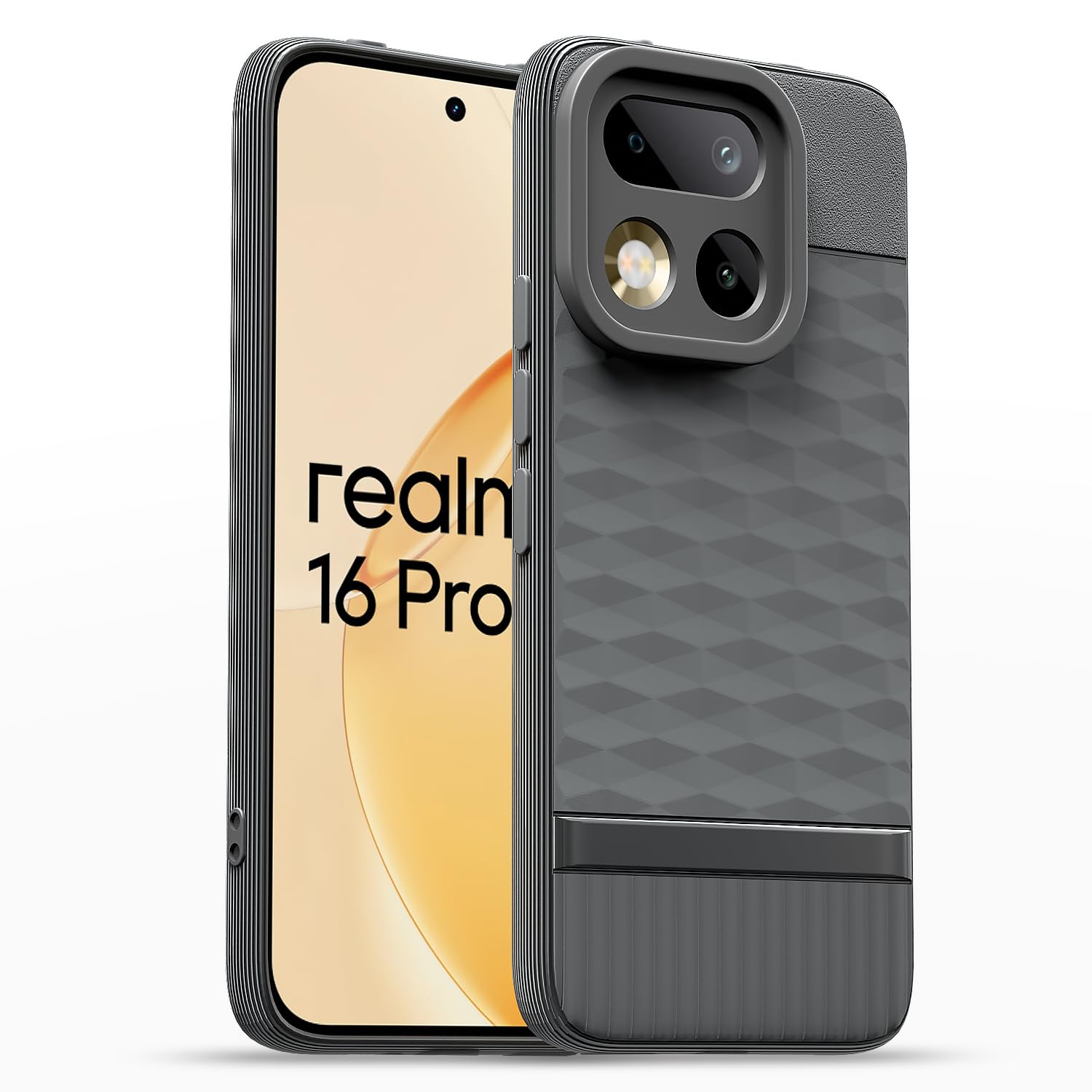 Amazon Basics Back Cover for Realme 16 Pro 5G | Full Camera Protection | TPU Soft Flexible Shockproof Bumper Case (Grey)
