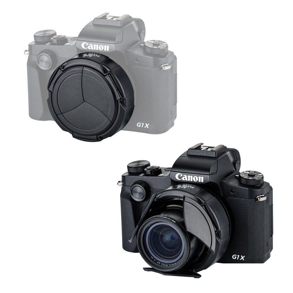 JJC Auto Lens Cap for Canon Powershot G1X Mark III Camera - Black