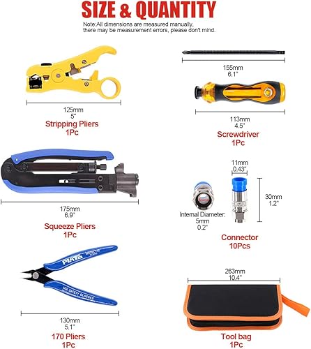 Miniatura 2 de Hilitchi Herramienta de compresión coaxial 5 en 1 con manual de instrucciones (idioma español no garantizado), cable coaxial, pelacables RG6, RG59,