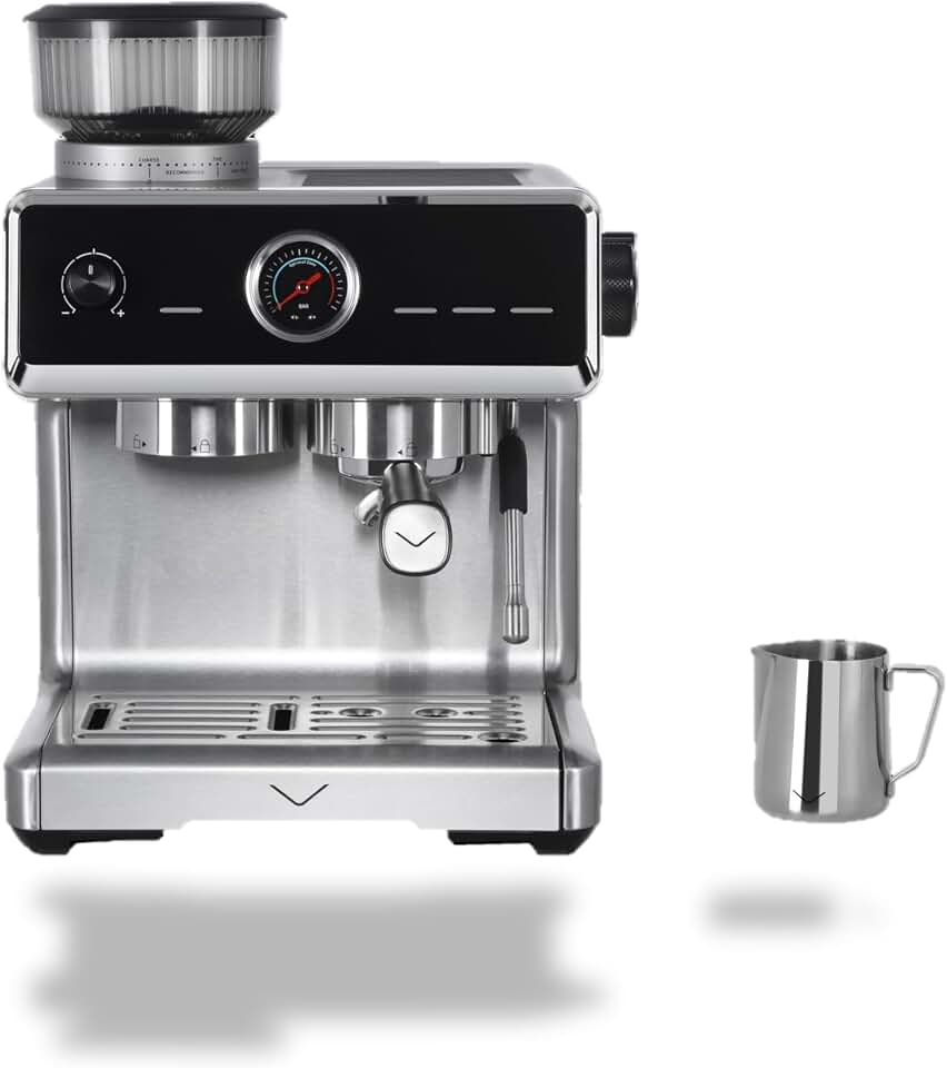 Vestel SESM9090 X Grinding 15000412 - Máquina portafiltros con función de tamping automático, mecanismo de acero inoxidable, recipiente de granos de café, 200 g, 20 bar, 15000 W, acero inoxidable