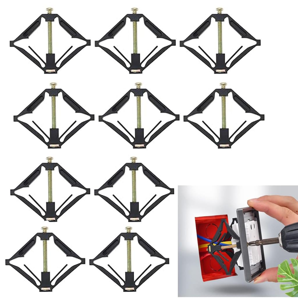 Serplex® 10Pcs 86 Type Switch Socket Cassette Wall Mount Switch Cassette Repairing Tool, Universal Outlet Repairer 86 Switch Bottom Box Repair Wall Socket Repair Device Electrical Base Box Repairers