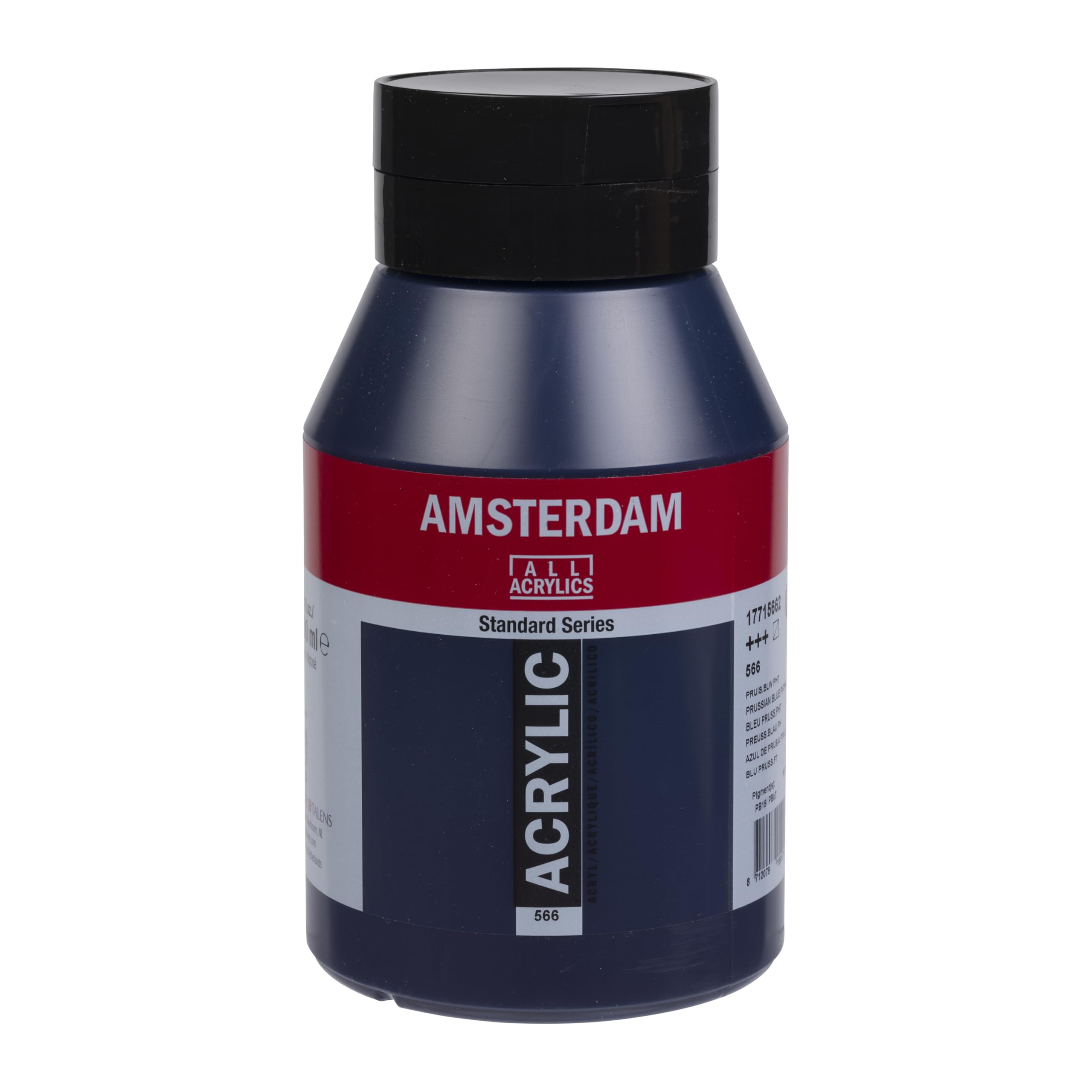 Amsterdam Standard Series Acrylic Jar 1000 ml - Prussian Blue (Phthalo) 566 - High-Quality Lightfast Acrylic Paint with Satin Finish for Artists