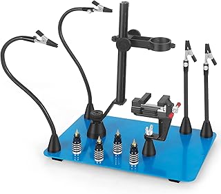 Magnetic Soldering Helping Hands, Toolour Solder Helping Hand with 2-in-1 Heat Gun Holder, Vise Clamp, Flexible Arm, PCB Holder, Larger Metal Base, Third Hand Tool for Welding Repairing Hobby Craft