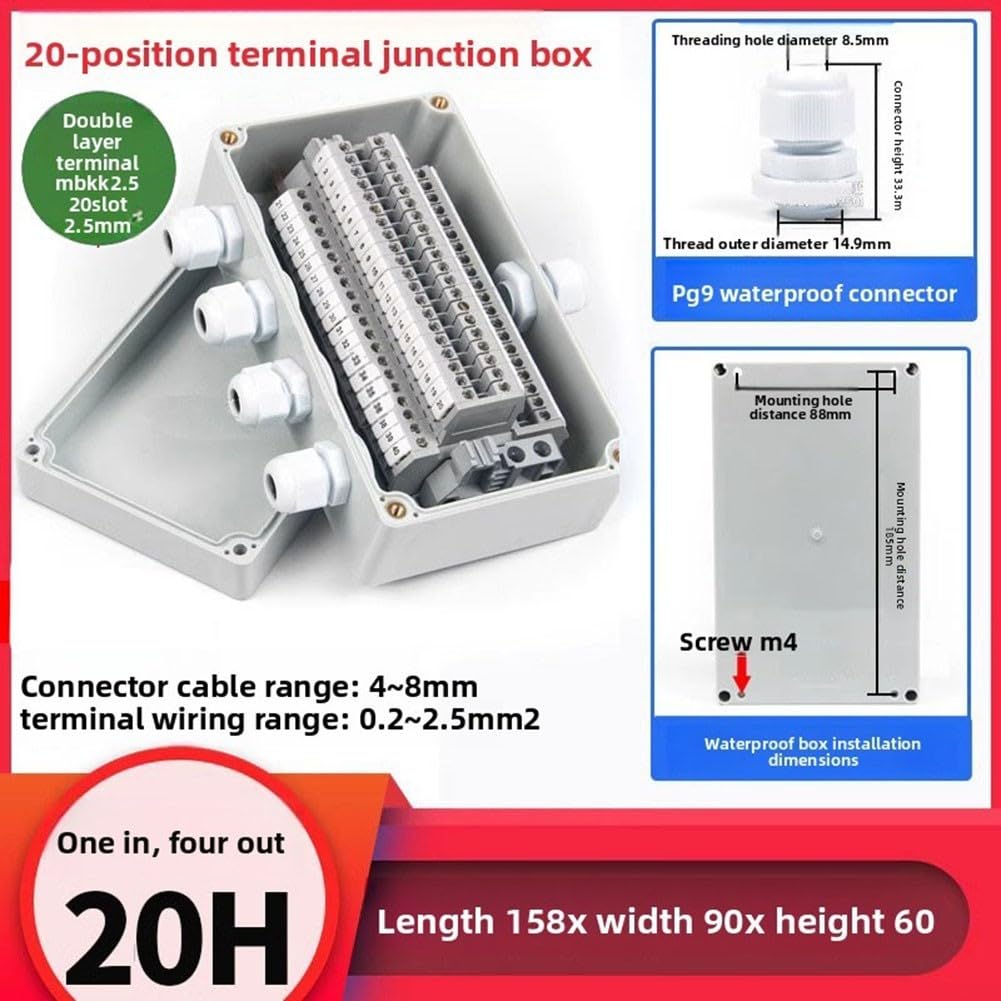 Zwei-Ein-Zwei-Aus Schraubklemmenblock für DIN-Schiene - 500V, 24A, PA66, CE/CQC-zertifiziert, für elektrische Verteilungen(50P)