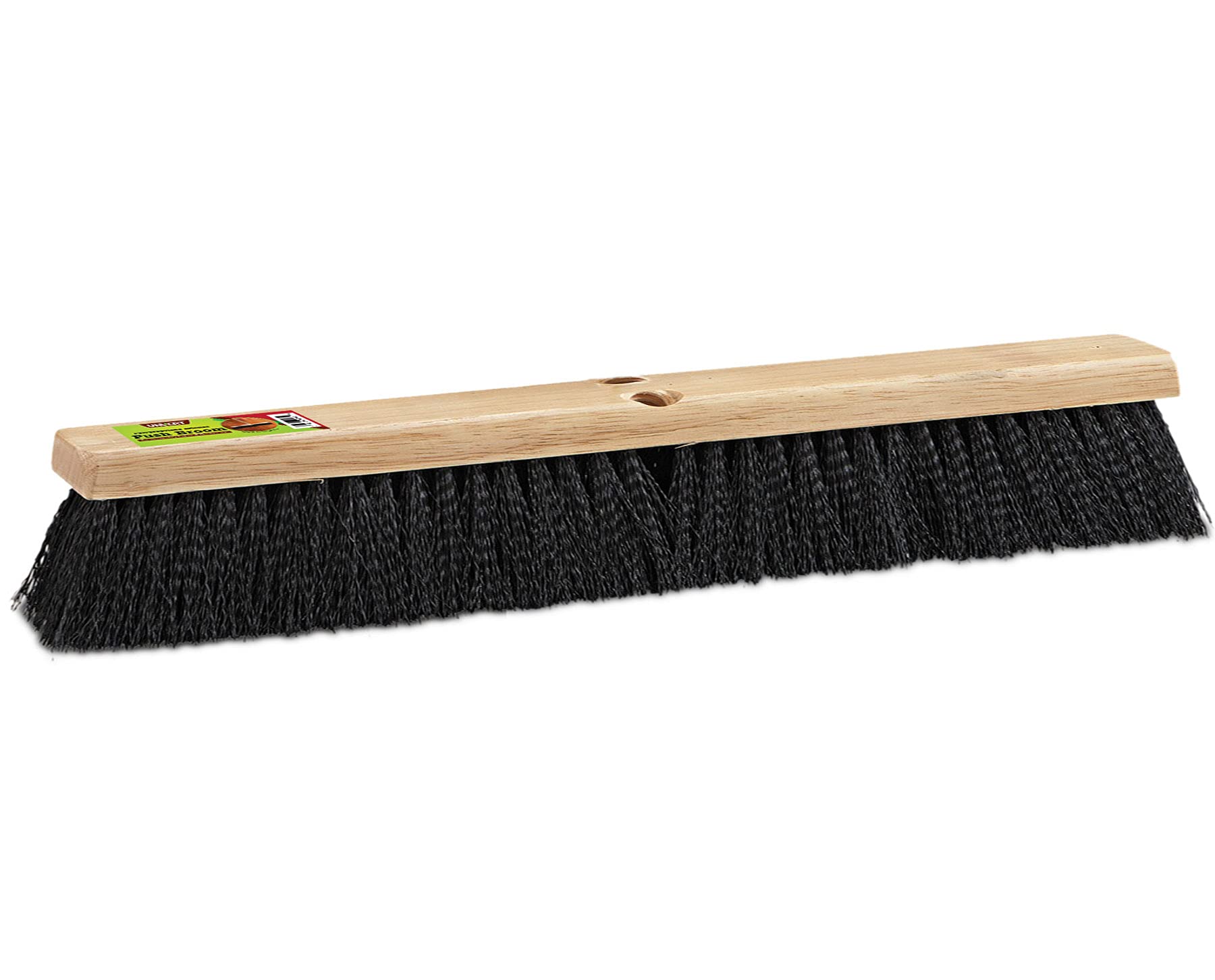 Black Indoor Push Broom Head – Heavy Duty Hardwood Block – Polypropylene Bristles – Deck Scrub Brush – Two Threaded Handle Holes for Better Assist (36")