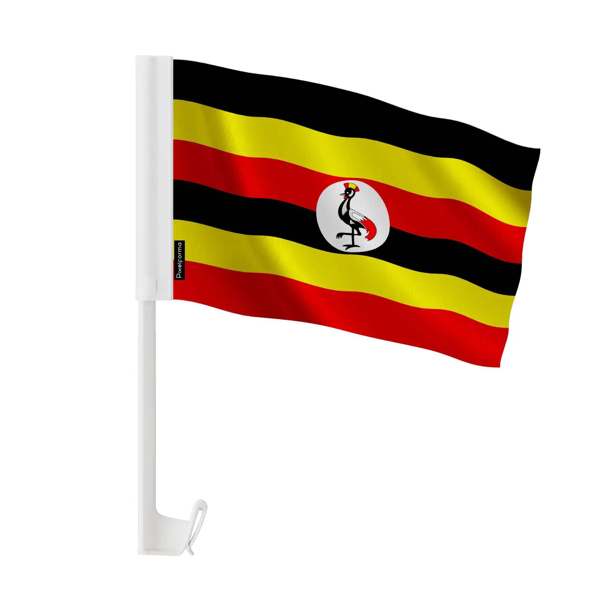 Bandiera per auto dell'Uganda in poliestere, 50 pezzi, 14 x 21 cm