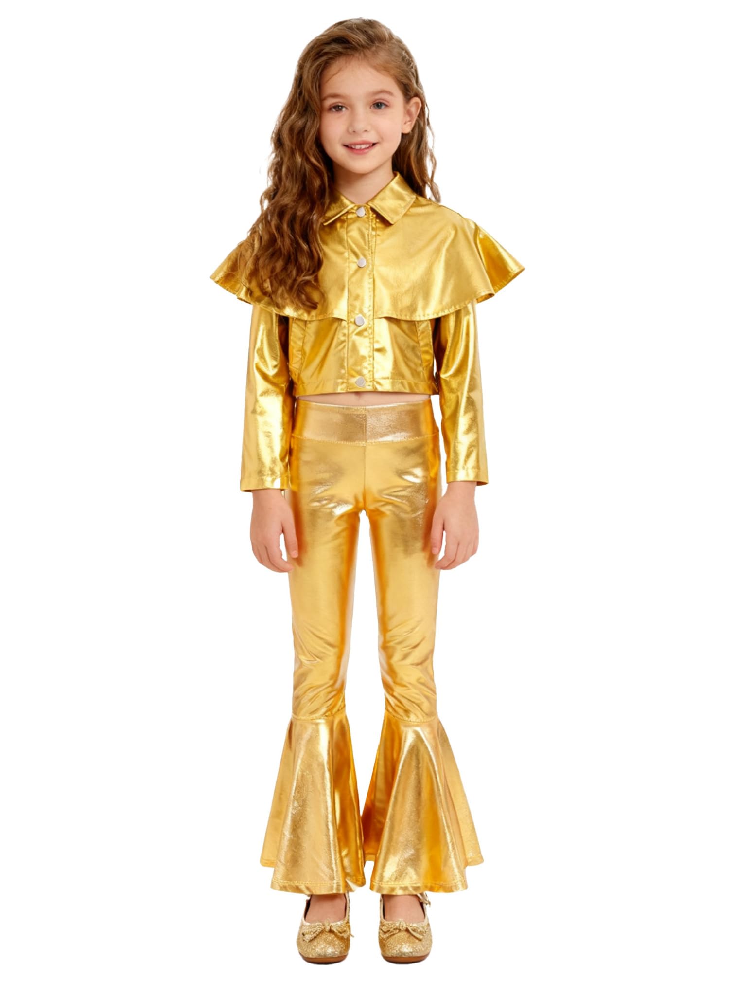 MSemis Completo Sportivo da Ballo di Strada Bambina Tuta da Ginnastica Artistica Giacca Sportiva Jacket + Pantaloni Leggings Svasati Costume da Danza Moderna Jazz Hip Hop