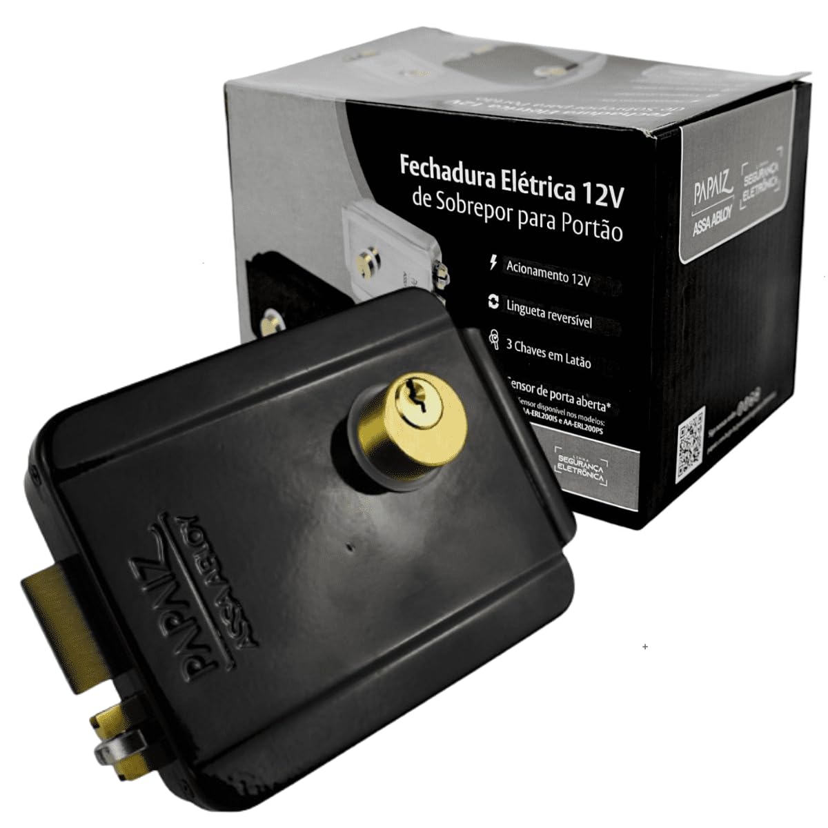 Fechadura Eletronica Sobrepor 12v Para Portão Preta - Papaiz | Amazon.com.br