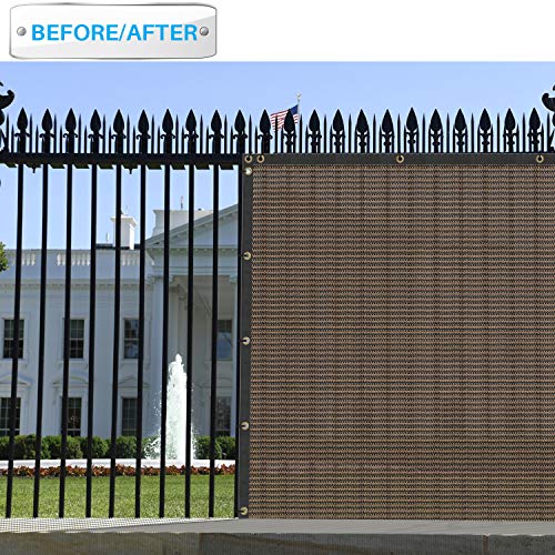 Patio 6' X 50' Fence Privacy Screen Brown Commercial Grade Heavy Duty Outdoor Backyard Shade Windscreen Mesh Fabric With Brass Gromment With Zipties #TOP3