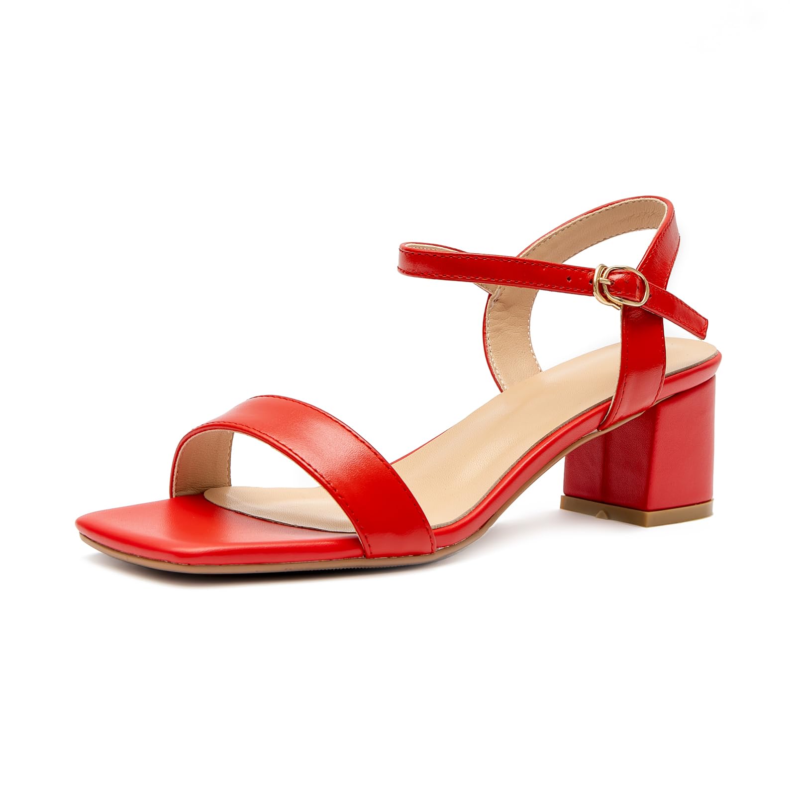 ONEENO Women's Classic 2 inch Heel Leather Sandal
