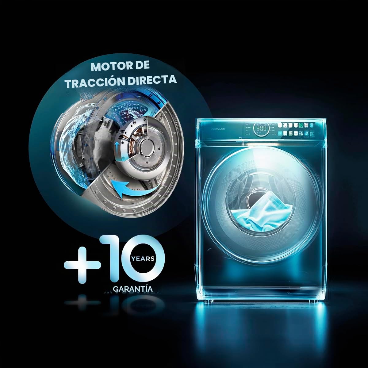 Cecotec Lavadora Carga Frontal 12Kg Bolero DressCode 12950 Autodose Direct Drive 3D Steel. 1400RPM, 13 Programas, Motor Direct Drive, Diseño Core Matrix Screen 9,2" y Core Body, Funciones Inteligentes